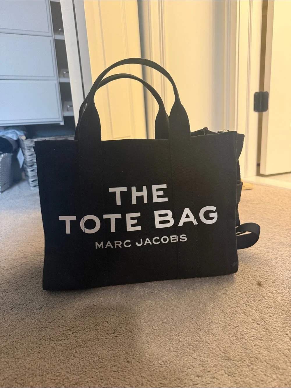 Marc Jacobs Black Canvas Tote with White Logo